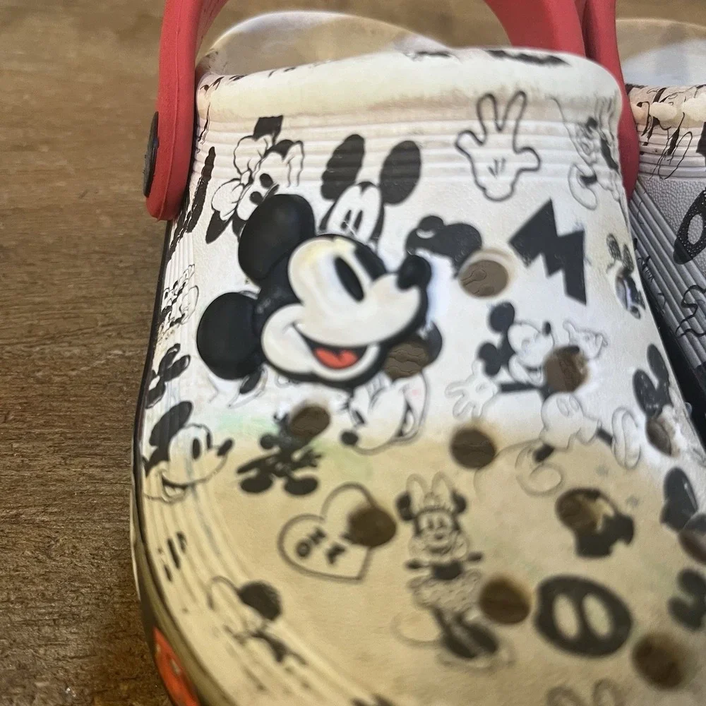 Crocs Disney Mickey Minnie Mouse Kids Clogs C9 White Red Charm Shoes